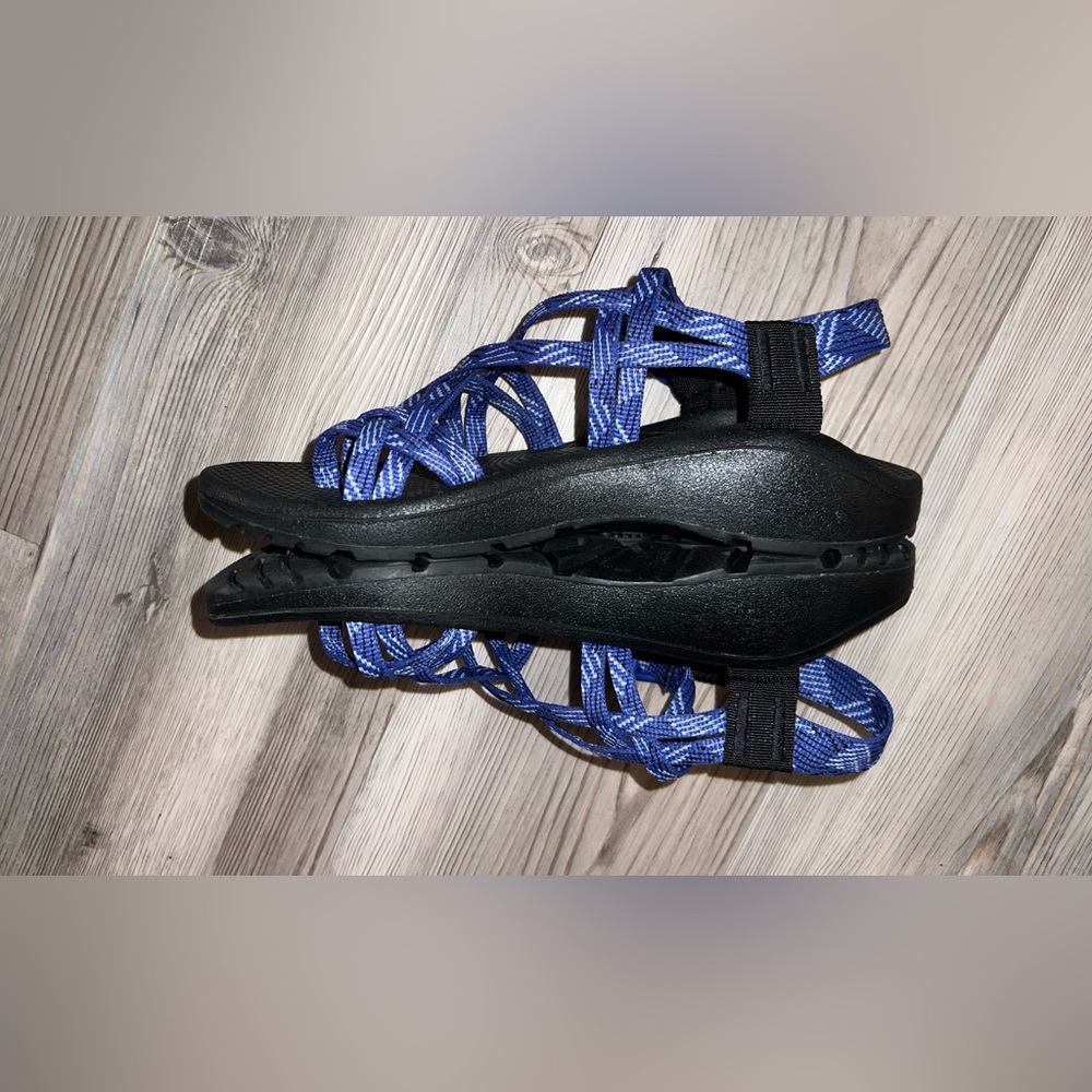 Chaco Womens Size 8 Us Ecotread Adjustable Strap Toe Strappy Sandals Slides Blue View 4